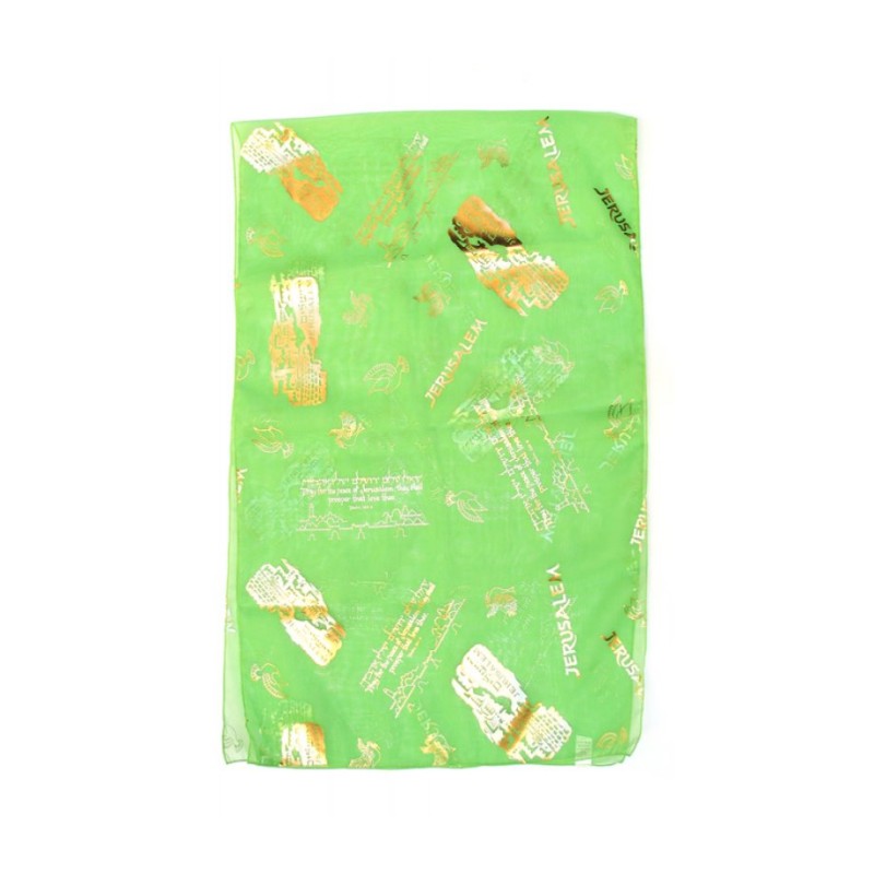 Womans Head Scarf Gold Jerusalem Images with Dove ... | Jewish Scarves