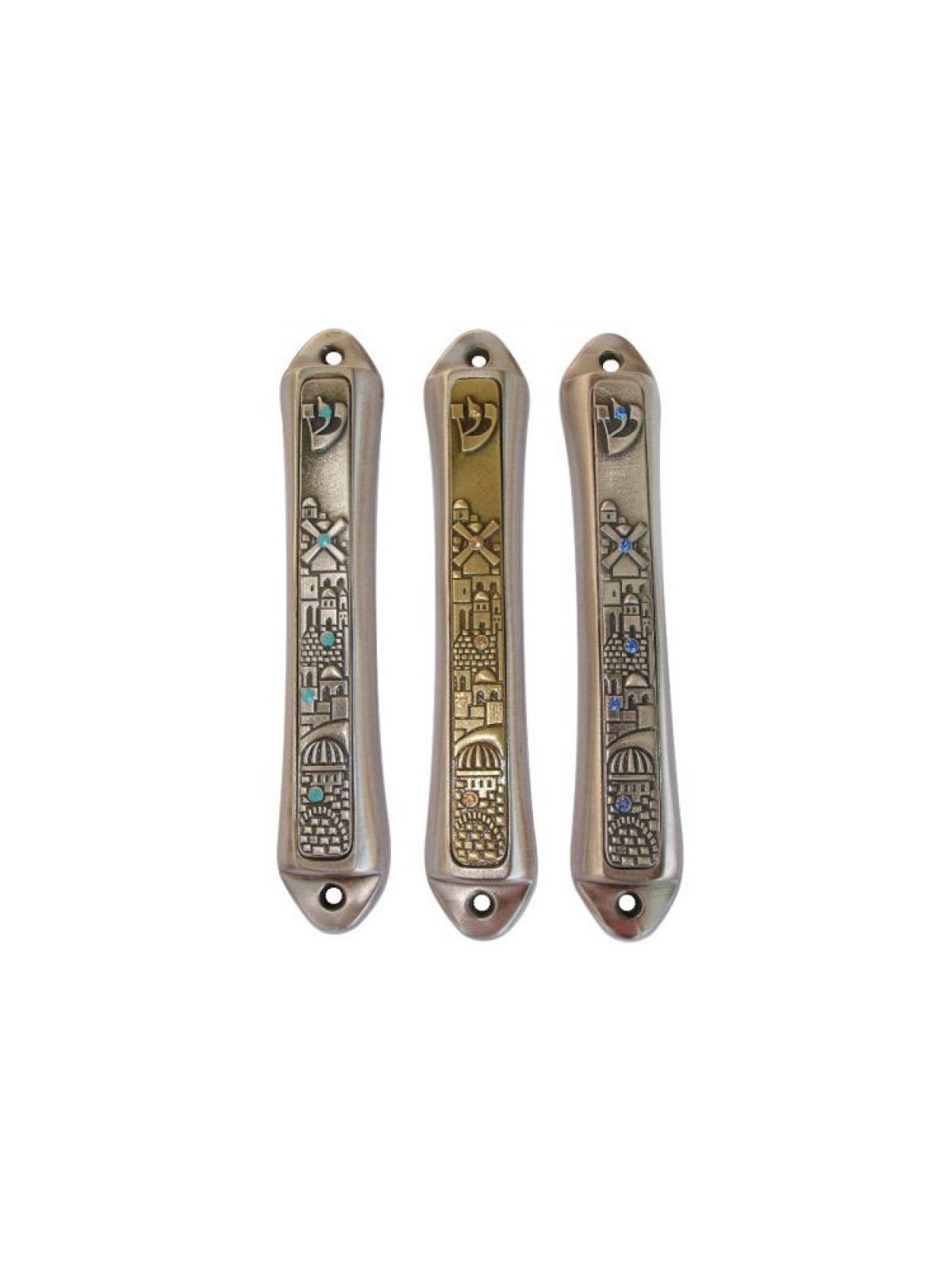 Windmill Jerusalem design Mezuzah by Yealat Che... | Jerusalem Mezuzah