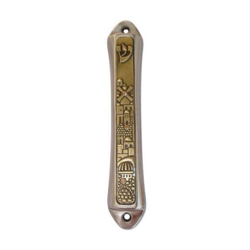 Windmill Jerusalem design Mezuzah by Yealat Che... | Jerusalem Mezuzah