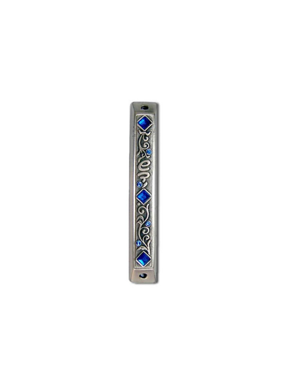 Art Nouveau Mezuzah Case with Stones 1 in stock | Metal Mezuzah