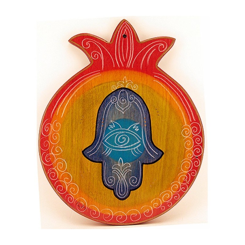 Pomegranate Cutting Board Hamsa by Kakadu Art | Challah Boards
