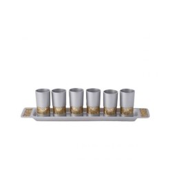 Yair Emanuel Six Small Silver Kiddush Cups with Tray... | Kiddush Cups