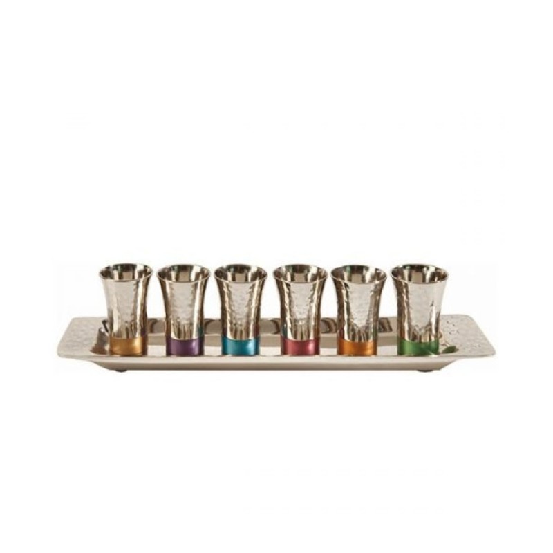 Yair Emanuel Six Hammered Nickel Kiddush ... | Kiddush Cups by Emanuel