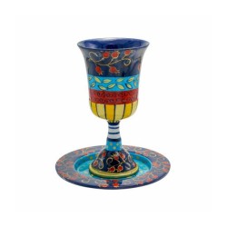 Yair Emanuel Hand Painted Stem Kiddush Cu... | Kiddush Cups by Emanuel