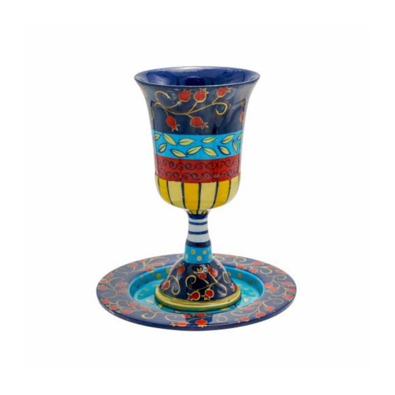 Yair Emanuel Hand Painted Stem Kiddush Cu... | Kiddush Cups by Emanuel
