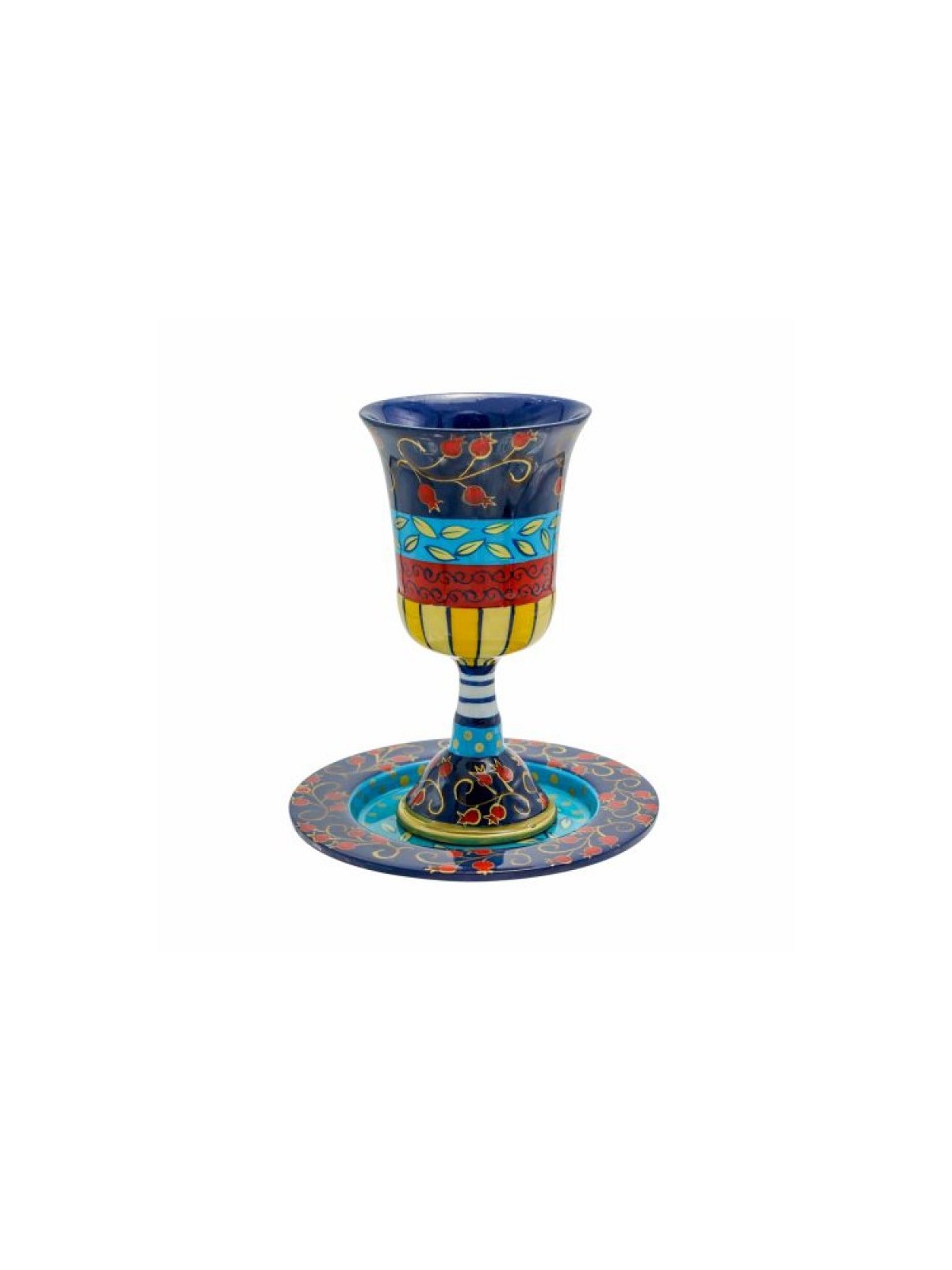 Yair Emanuel Hand Painted Stem Kiddush Cu... | Kiddush Cups by Emanuel