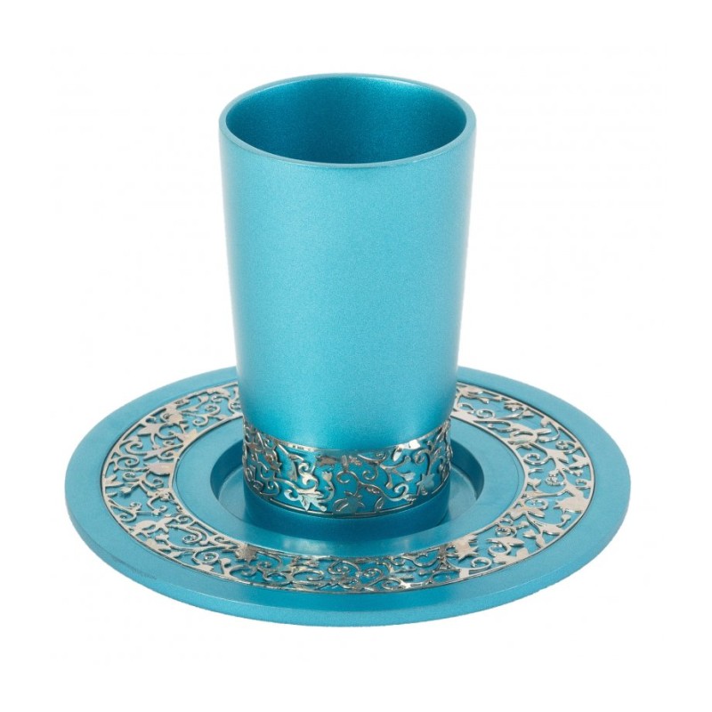 Yair Emanuel Kiddush Cup and Plate Silver... | Kiddush Cups by Emanuel
