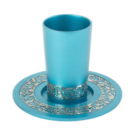 Yair Emanuel Kiddush Cup and Plate Silver... | Kiddush Cups by Emanuel