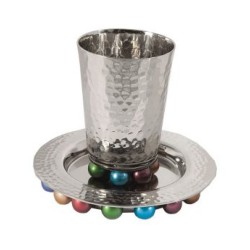 Yair Emanuel Hammered Aluminum Kiddush Se... | Kiddush Cups by Emanuel