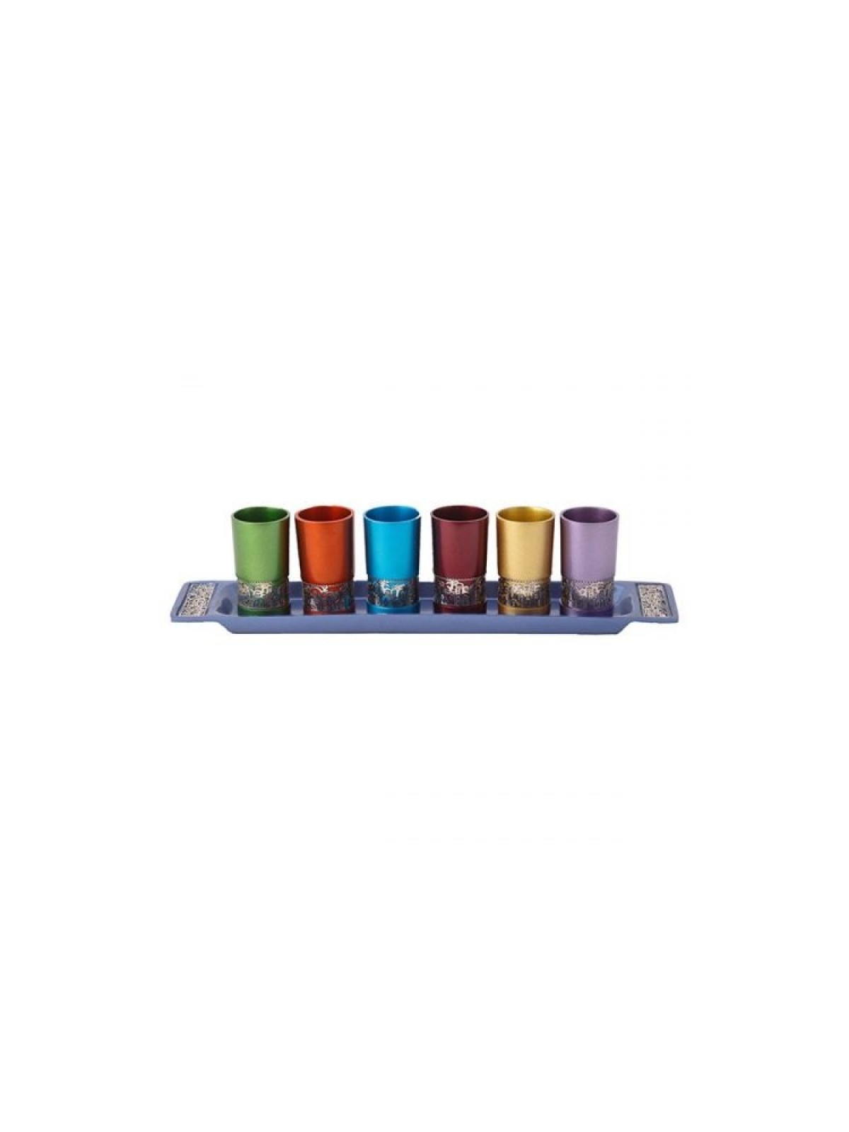 Yair Emanuel Six Small Kiddush Cups with Tray Jerusa... | Kiddush Cups