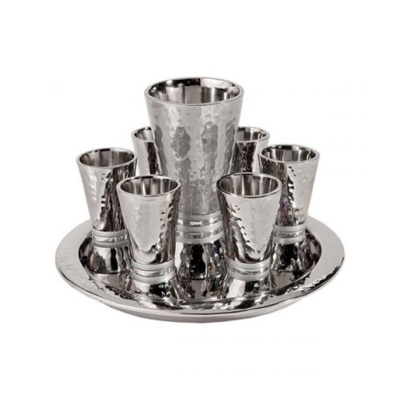 Yair Emanuel Hammered Nickel Kiddush Gobl... | Kiddush Cups by Emanuel