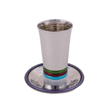 Yair Emanuel Hammered Kiddush Cup and Sau... | Kiddush Cups by Emanuel