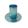 Yair Emanuel Brushed Aluminum Turquoise K... | Kiddush Cups by Emanuel