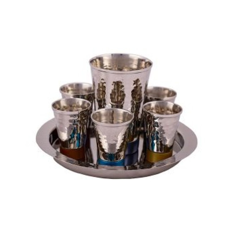 Yair Emanuel Hammered Nickel Kiddush Gobl... | Kiddush Cups by Emanuel
