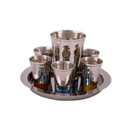 Yair Emanuel Hammered Nickel Kiddush Gobl... | Kiddush Cups by Emanuel