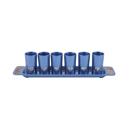 Yair Emanuel Six Small Kiddush Cups with Tray Pomegr... | Kiddush Cups