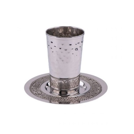 Yair Emanuel Kiddush Cup and Plate Silver... | Kiddush Cups by Emanuel