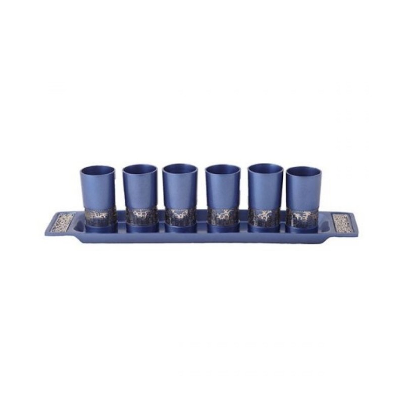 Yair Emanuel Six Small Kiddush Cups with Tray Jerusa... | Kiddush Cups