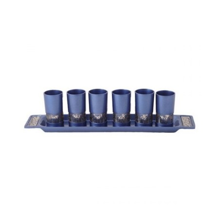 Yair Emanuel Six Small Kiddush Cups with Tray Jerusa... | Kiddush Cups