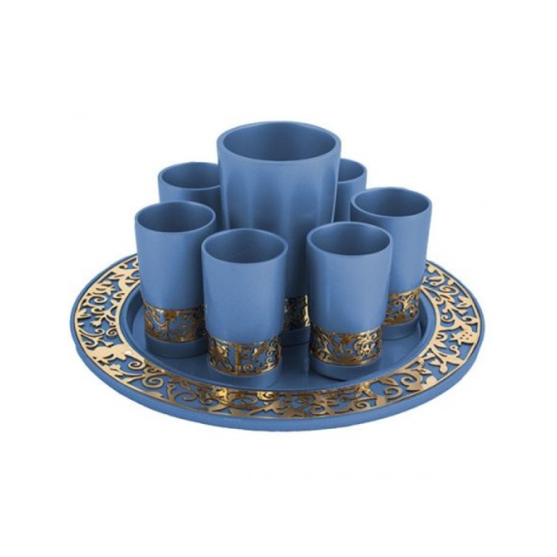 Yair Emanuel Blue Kiddush Cup Small Cups ... | Kiddush Cups by Emanuel