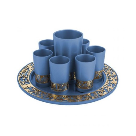 Yair Emanuel Blue Kiddush Cup Small Cups ... | Kiddush Cups by Emanuel