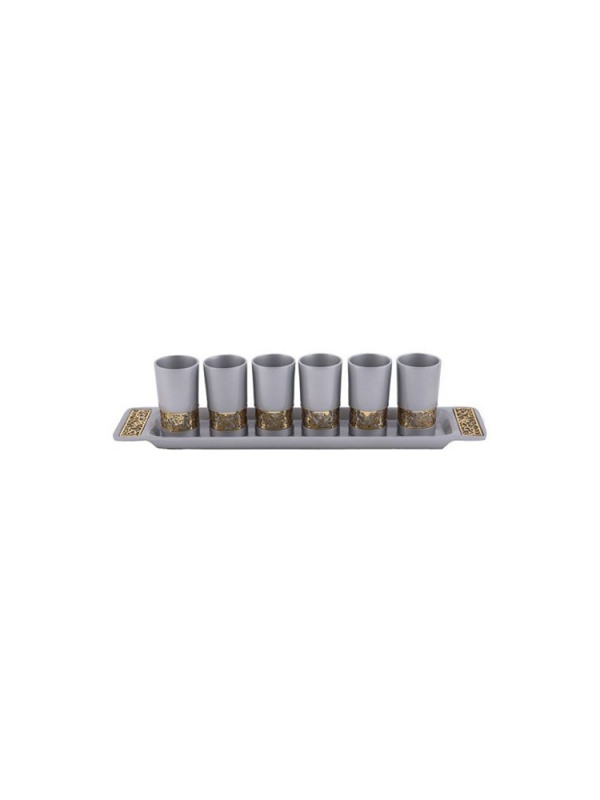 Yair Emanuel Six Small Kiddush Cups with Tray Pomegr... | Kiddush Cups