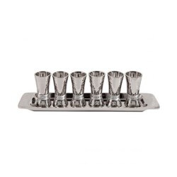 Yair Emanuel Six Hammered Aluminum Kiddush Cups and ... | Kiddush Cups