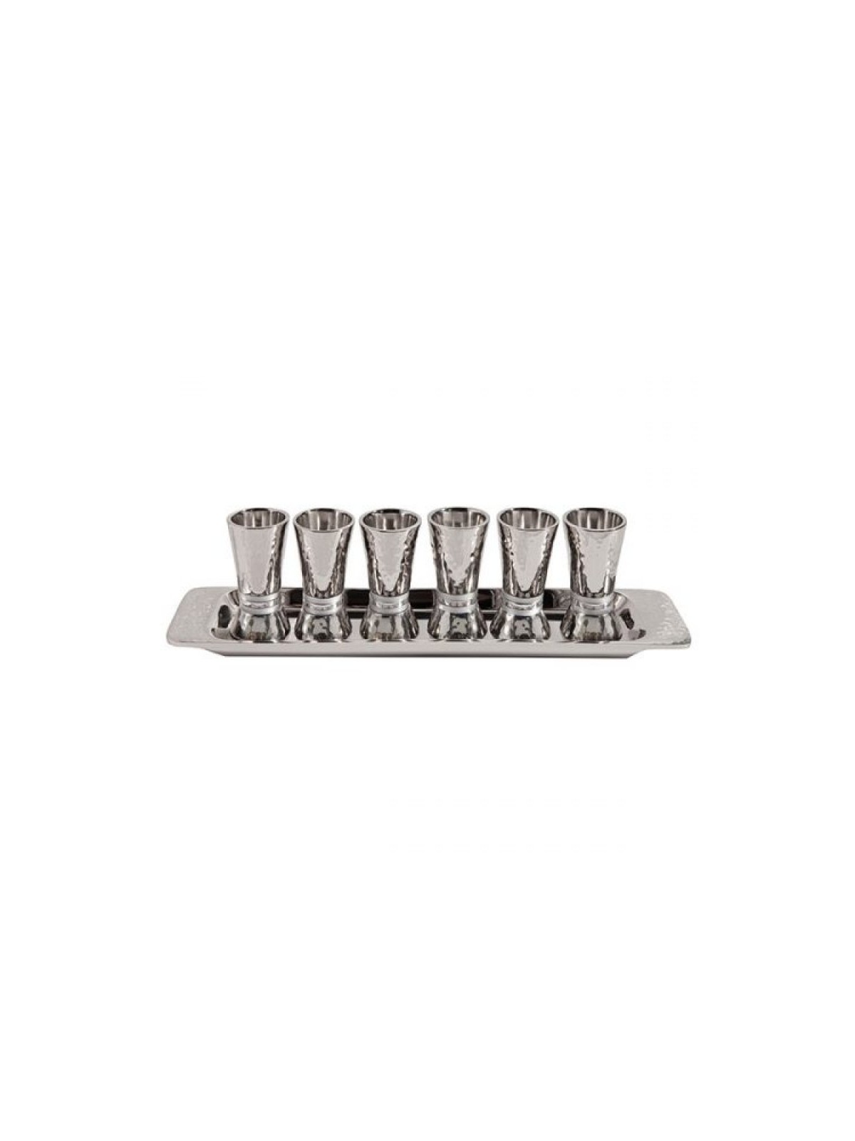 Yair Emanuel Six Hammered Aluminum Kiddush Cups and ... | Kiddush Cups