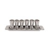 Yair Emanuel Six Hammered Aluminum Kiddush Cups and ... | Kiddush Cups