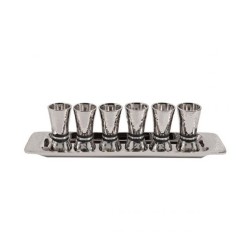 Yair Emanuel Six Hammered Aluminum Kiddush Cups and ... | Kiddush Cups
