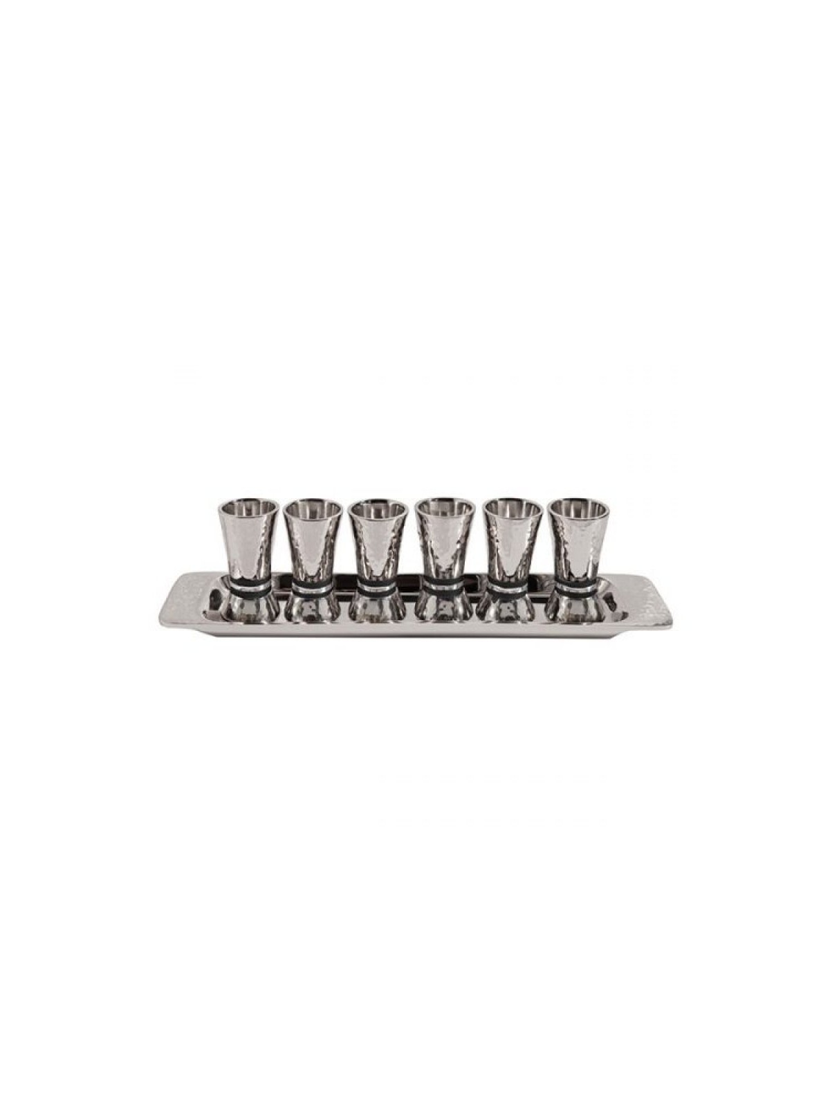 Yair Emanuel Six Hammered Aluminum Kiddush Cups and ... | Kiddush Cups