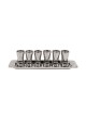 Yair Emanuel Six Hammered Aluminum Kiddush Cups and ... | Kiddush Cups