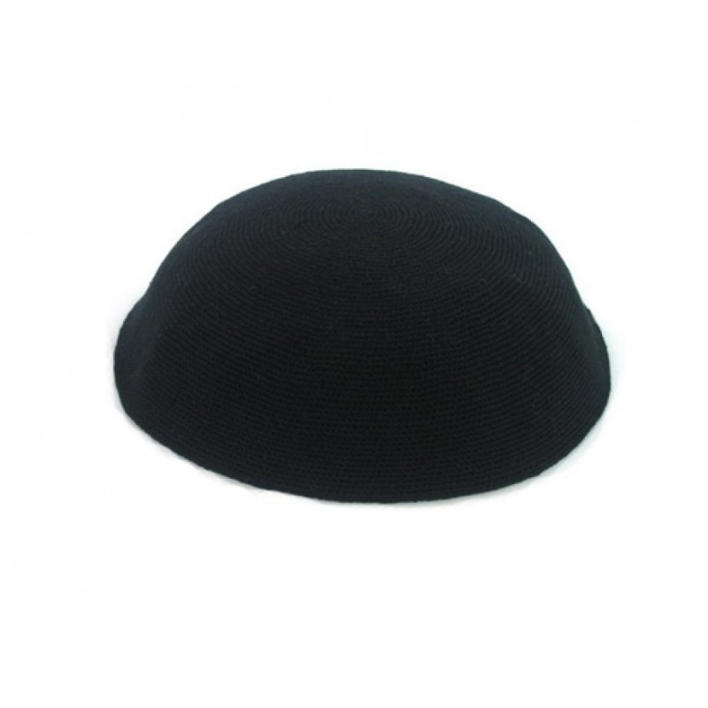Black Premium DMC knitted Kippah | Knitted Kippah
