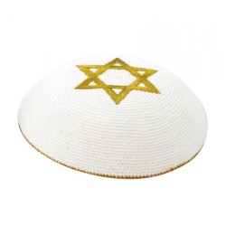 Gold Star of David knitted kippah | Knitted Kippah