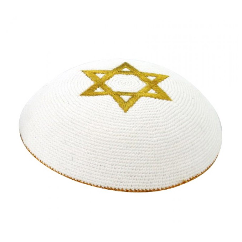 Gold Star of David knitted kippah | Knitted Kippah