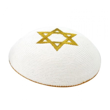 Gold Star of David knitted kippah | Knitted Kippah