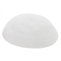 White Premium DMC knitted kippah | Knitted Kippah