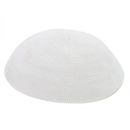 White Premium DMC knitted kippah | Knitted Kippah