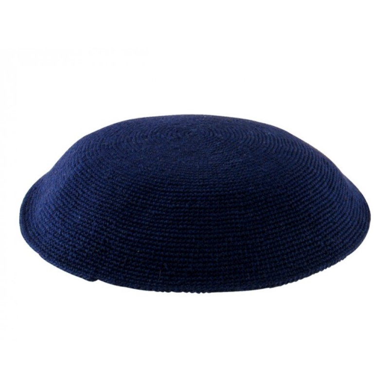 Dark Blue DMC knitted Kippah | Knitted Kippah