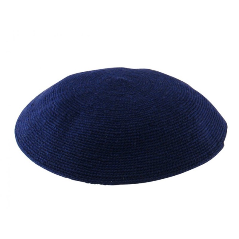 Dark Blue DMC knitted Kippah | Knitted Kippah