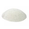 White Thick Knitted Kippah | Knitted Kippah