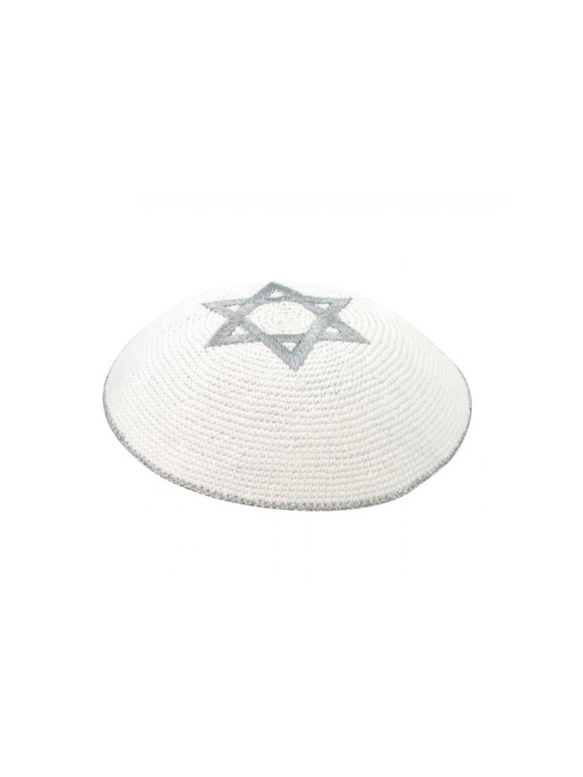 Silver Star of David knitted kippah | Knitted Kippah