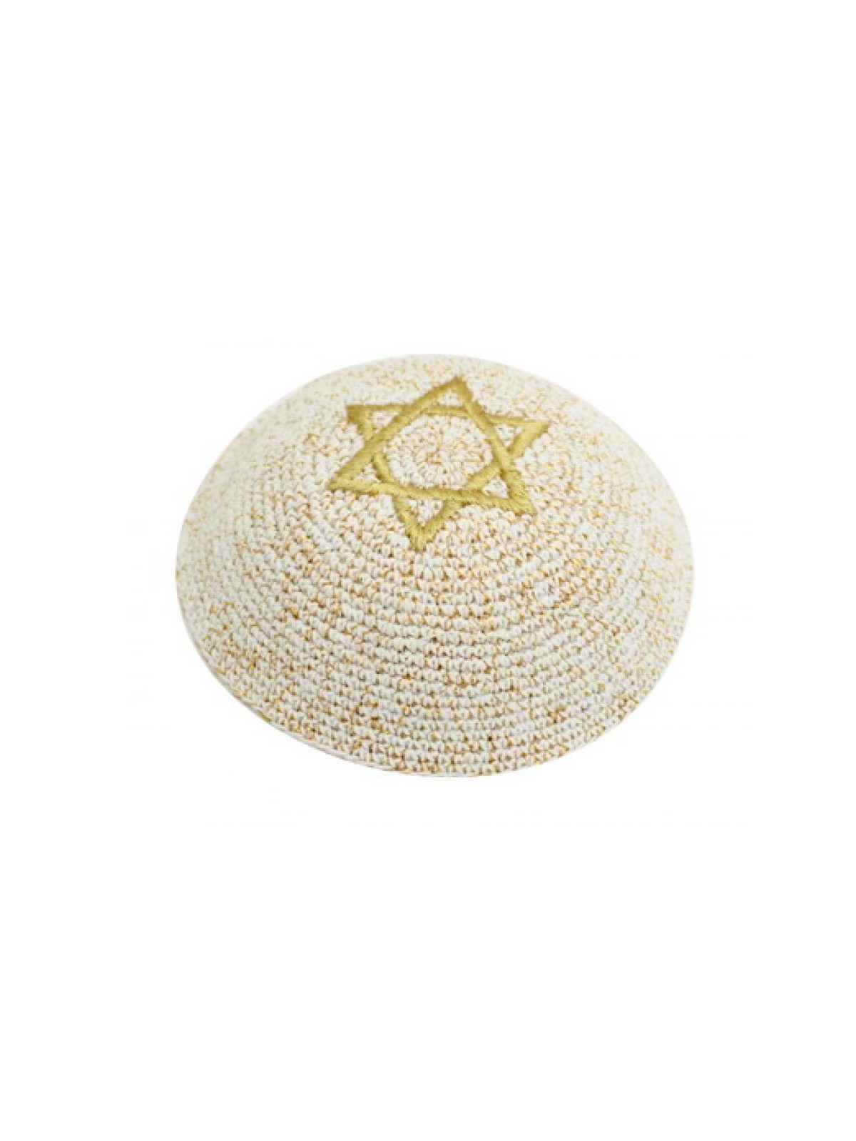 Gold Knitted Kippah with Star of David | Knitted Kippah