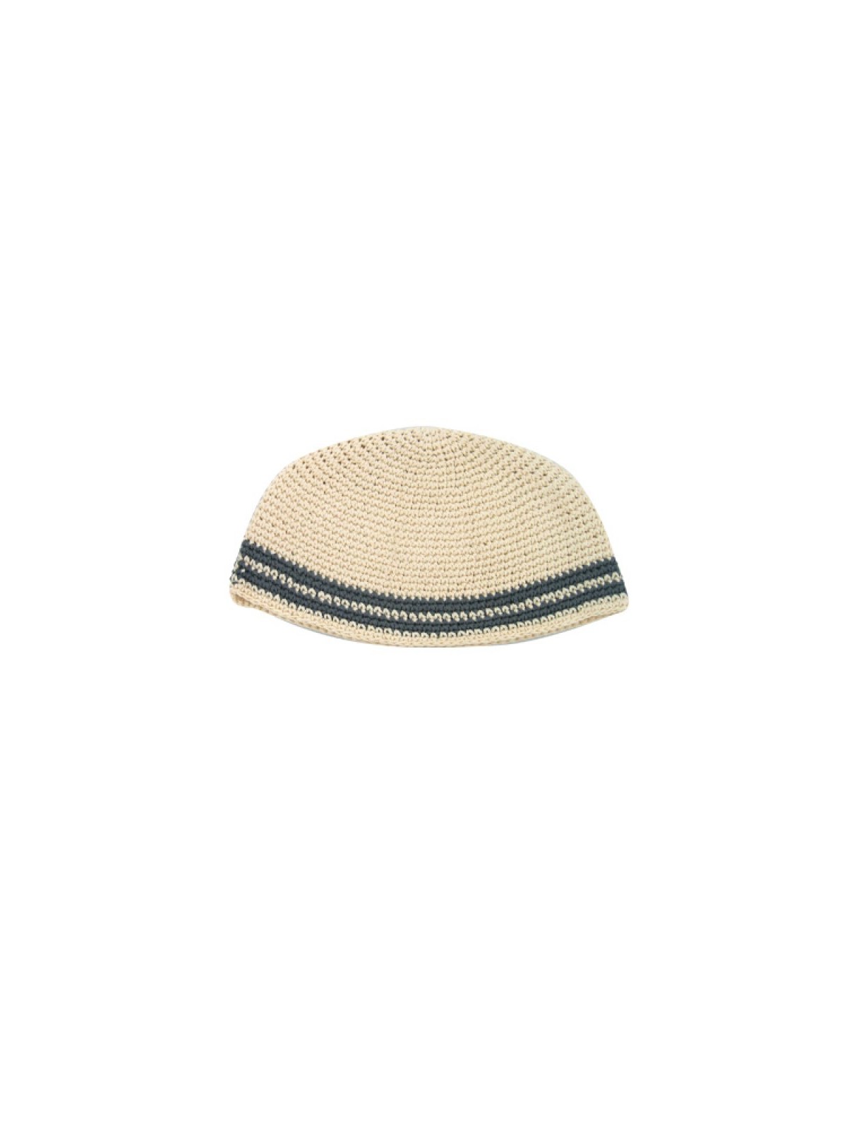 Frik Kippah Beige with Gray Border Stripes | Frik Kippah