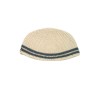 Frik Kippah Beige with Gray Border Stripes | Frik Kippah