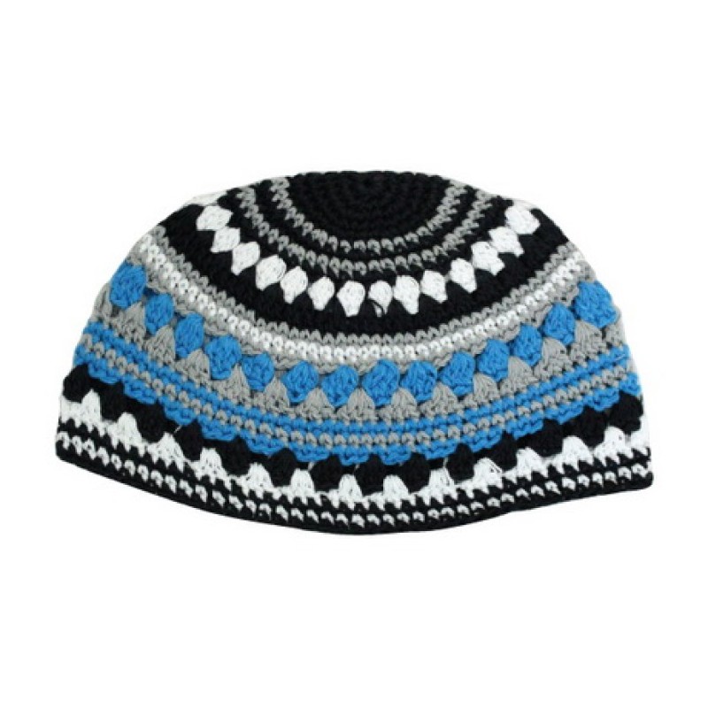 Frik Kippah in Blue Gray and Black Stripes | Frik Kippah
