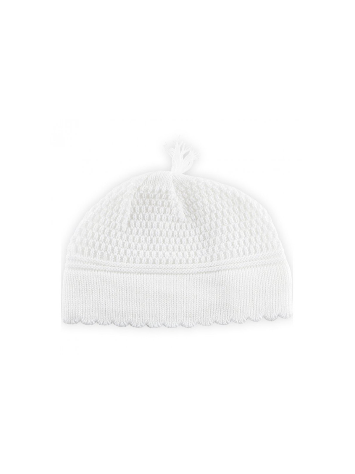 White Strech DMC Fabric Frik Kippah with Small Tassel... | Frik Kippah