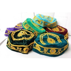 Pack of 3 Velvet and Gold Bucharian Kippah Assorte... | Buchari Kippah