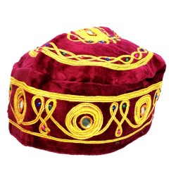 Pack of 3 Velvet and Gold Bucharian Kippah Assorte... | Buchari Kippah