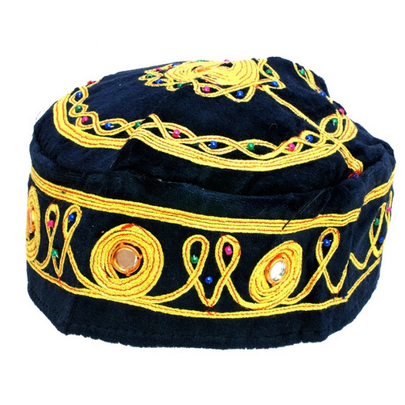 Pack of 3 Velvet and Gold Bucharian Kippah Assorte... | Buchari Kippah